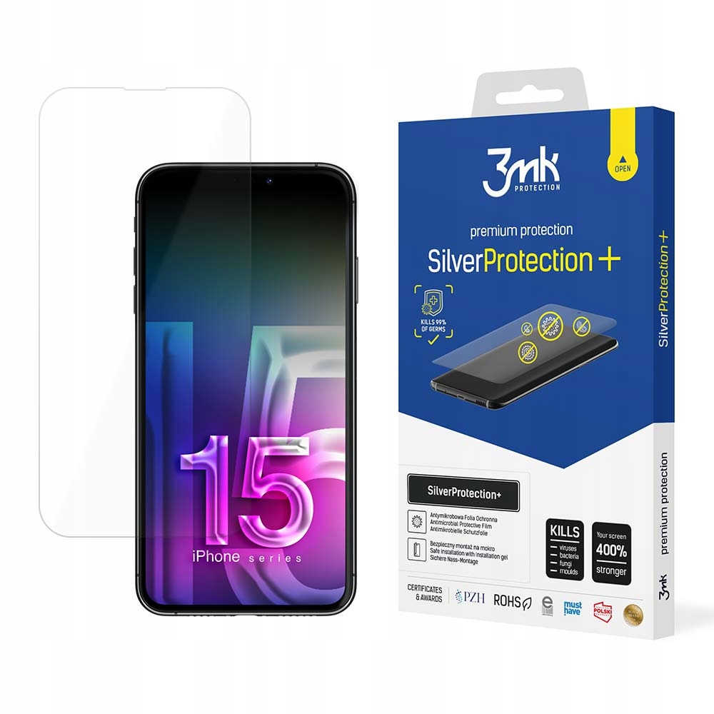 3MK ochranná fólia pre Apple iPhone 15 Pro 1 ks + 3mk CareWipe vlhčená obrúska 1 ks.